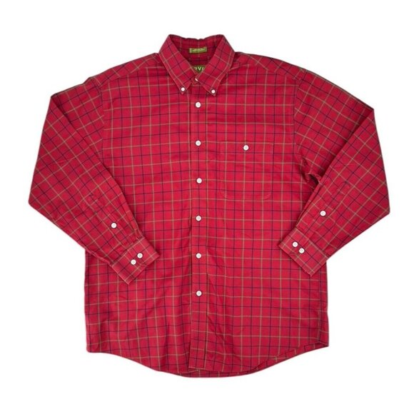 Vintage Orvis Mens Button Down Shirt Size Large Red Plaid - Picture 1 of 7